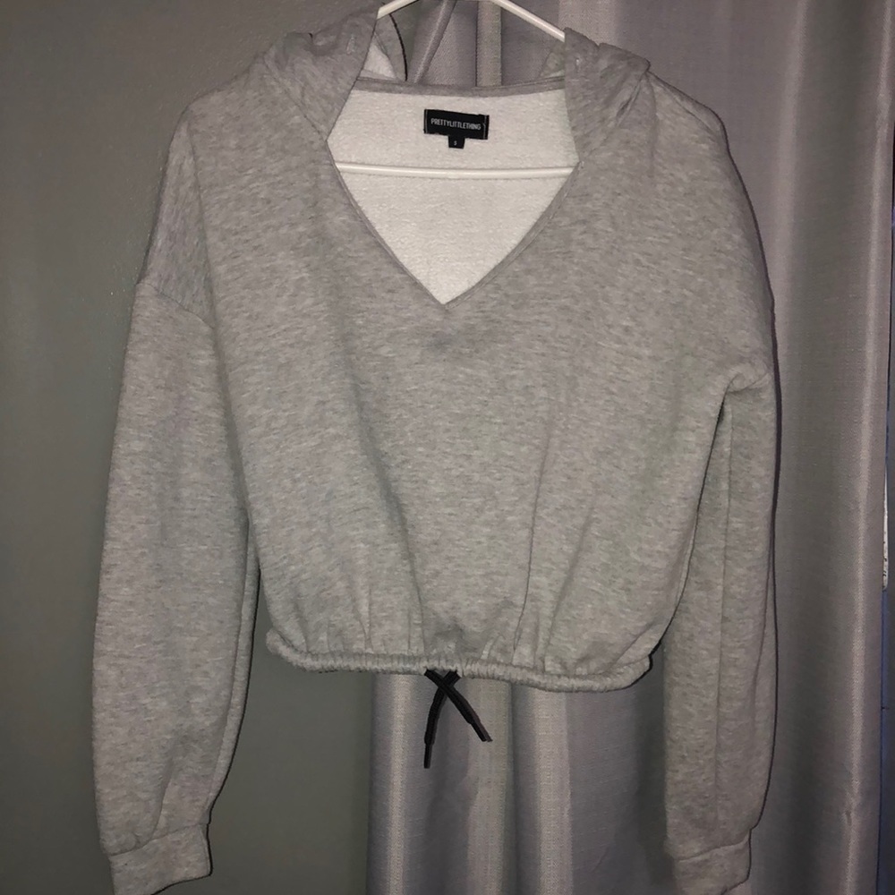 Size small. Crop hoodie. Grey.